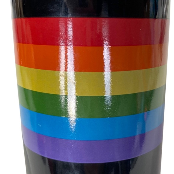 NWT Rainbow/Pride LGBTQ Cork Bottom Tall Black Ceramic Mug With Lid - Picture 6 of 8